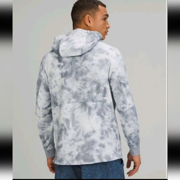 Lululemon Mens Textured Tech Hoodie In Tidal Dye Alpine White Chambray L - Picture 2 of 11
